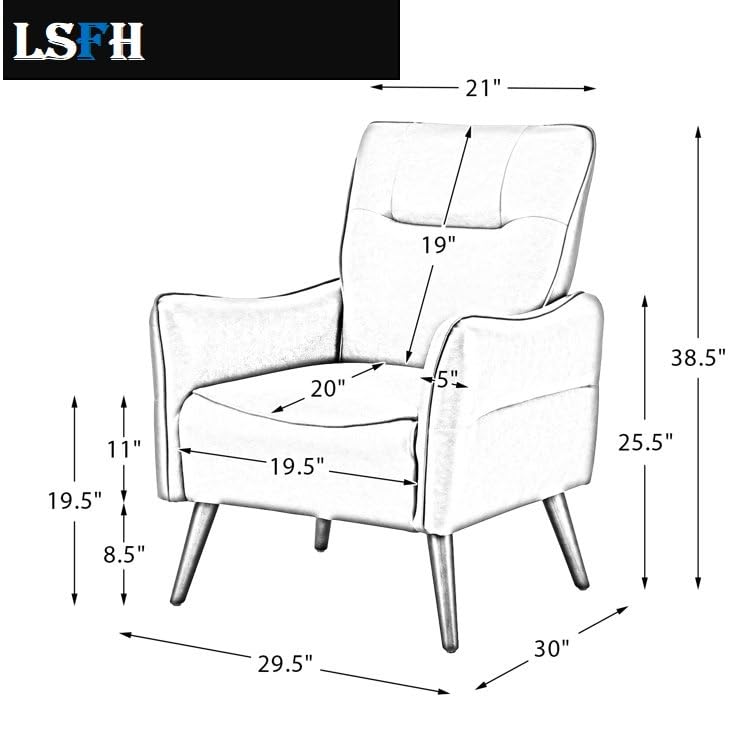 LSFH Unique Design True Innovations Amyle Accent Chair, Ottoman Armchair with Solid Sagwan Wooden Frame Single Sofa Chair for Small Apartments, Living Room or Bedroom (1 Chair, Black)