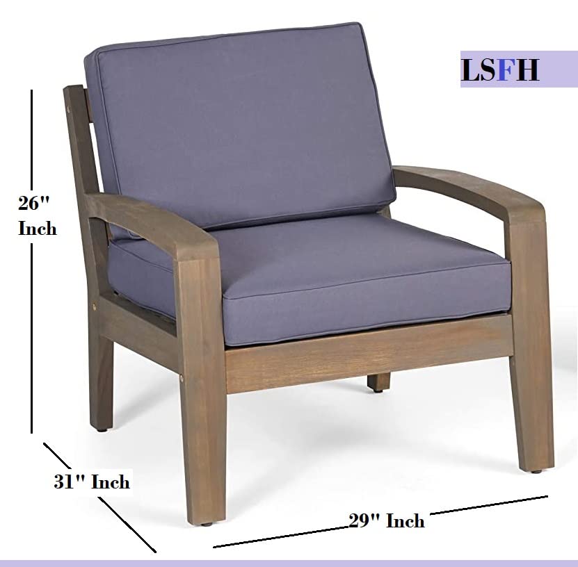 LSFH Unique Design True Innovations Eudo Accent Chair Armchair with Solid sagwan Wooden Frame Single Sofa Chair for Small Apartments, Living Room or Bedroom (Set of 2 Chars, Dark Grey)