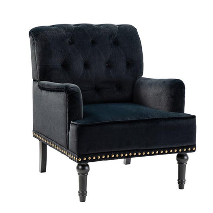 LSFH Unique Design True Innovations Jakuz Accent Chair, Armchair with Solid Sagwan Wooden Frame Single Sofa Chair for Small Apartments, Living Room or Bedroom (1 Chair, Black)
