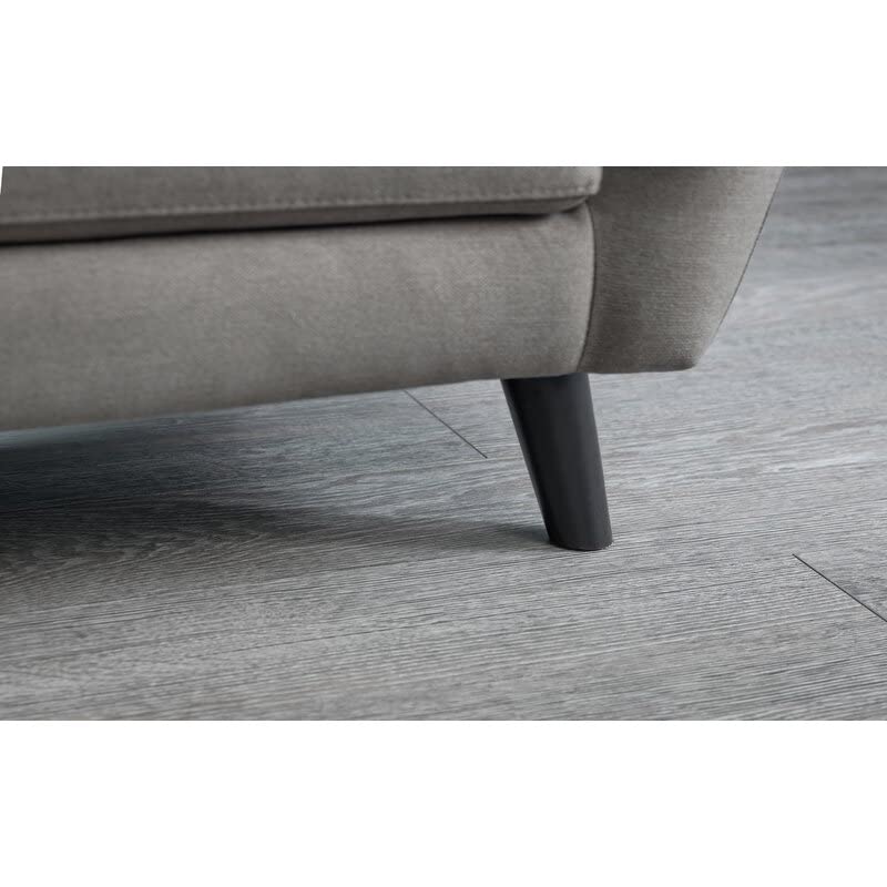 LSFH Unique Design True Innovations Wide Linen Fabric Accent Chair Armchair with Solid Sagwan Wooden Legs Single Sofa Chair for Small Apartments, Living Room or Bedroom (1 Chair, Grey)