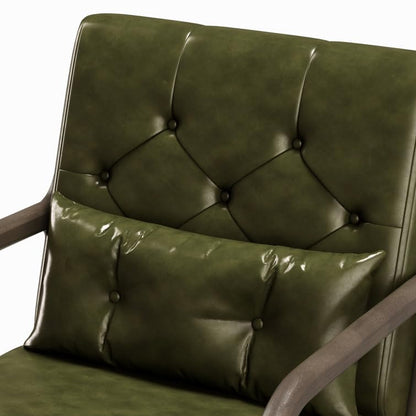 LSFH Unique Design True Innovations Alcie Accent Chair, Ottoman Armchair with Solid Sagwan Wooden Frame Single Sofa Chair for Small Apartments, Living Room or Bedroom (Set of 2 Chairs, Kai Green)