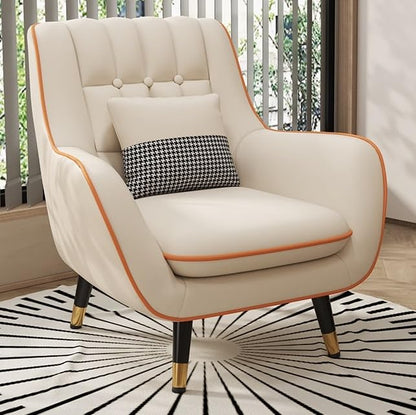 LSFH Unique Design True Innovations Nordic Light Accent Chair, Armchair with Solid Sagwan Wooden Frame for Small Apartments, Living Room or Bedroom (Set of 2 Chairs, Beige)