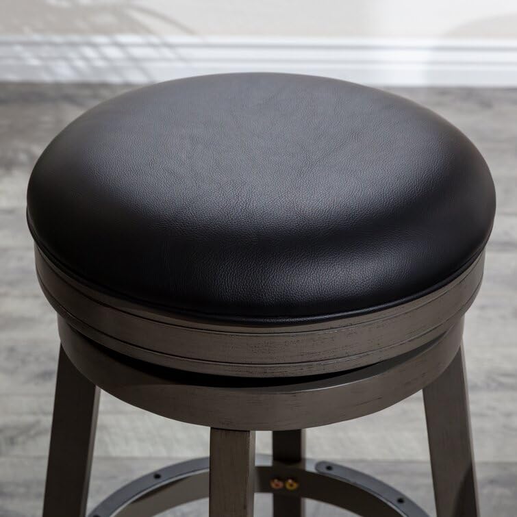 LSFH Unique Design True Innovations Wood Stack Stool Round Shape for Small Apartments, Living Room or Bedroom (Set of 2 Barstools, Black)