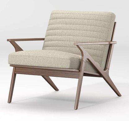 LSFH Unique Design Cavet Channel Tufted Fabric Accent Chair Armchair with Solid Sagwan Wooden Frame Single Sofa Chair for Small Apartments, Living Room or Bedroom (Set of 2 Chairs, Beige)