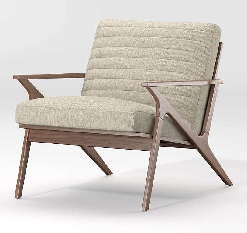 LSFH Unique Design Cavet Channel Tufted Fabric Accent Chair Armchair with Solid Sagwan Wooden Frame Single Sofa Chair for Small Apartments, Living Room or Bedroom (1 Chair, Beige)