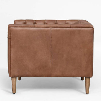 LSFH Unique Design Rollins Button Tufted Accent Chair Armchair with Solid Sagwan Wooden Legs Single Sofa Chair for Small Apartments, Living Room or Bedroom (1 Chairs, Dark Brown)