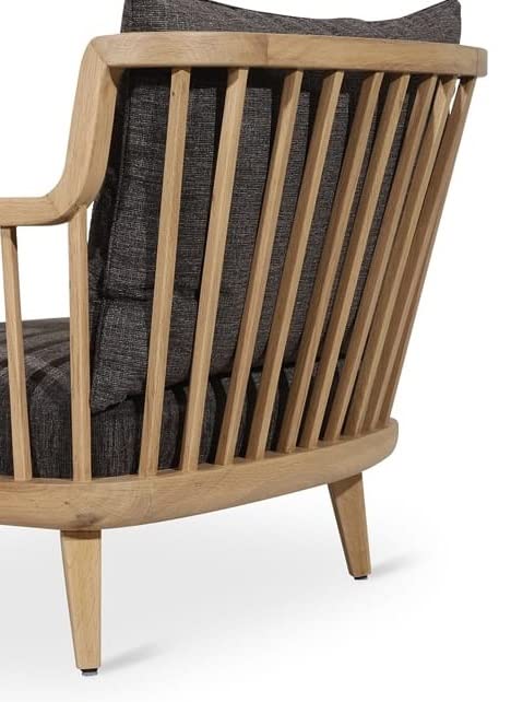 LSFH Unique Design Legaz Organic Shape Fabric Accent Chair Armchair with Solid Sagwan Wooden Frame Single Sofa Chair for Small Apartments, Living Room or Bedroom (1 Chair, Black)