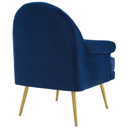LSFH Unique Design True Innovations Revive Accent Chair Armchair with Gold Stainless Steel Legs Single Sofa Chair for Small Apartments, Living Room or Bedroom (1 Chair, Navy)