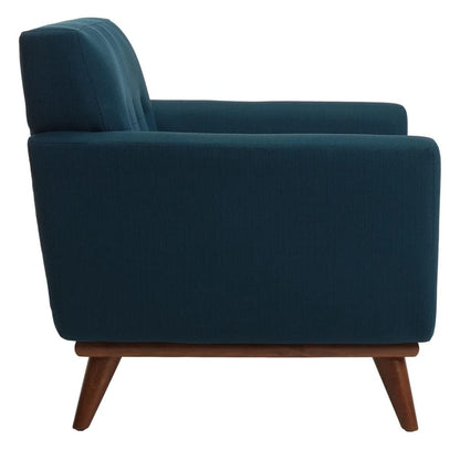 LSFH Unique Design True Innovations Opal Tufted Accent Chair Armchair with Solid Sagwan Wooden Legs Single Sofa Chair for Small Apartments, Living Room or Bedroom (1 Chair, Blue)