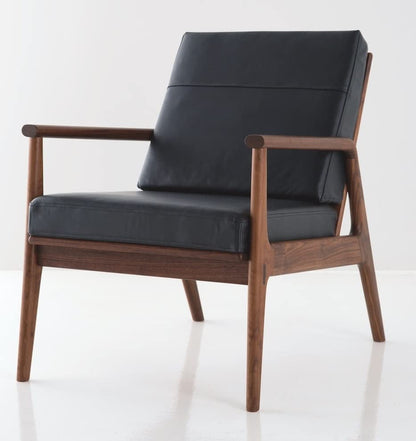 LSFH Unique Design True Innovations Fez Leatherette Accent Chair Armchair with Solid Sagwan Wooden Frame Single Sofa Chair for Small Apartments, Living Room or Bedroom (1 Chair, Black)