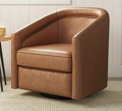 LSFH Unique Design True Innovations Kierste Wide Swivel 360 Degree Accent Chair Armchair Single Sofa Chair for Small Apartments, Living Room or Bedroom (Set of 2 Chairs, Brown)