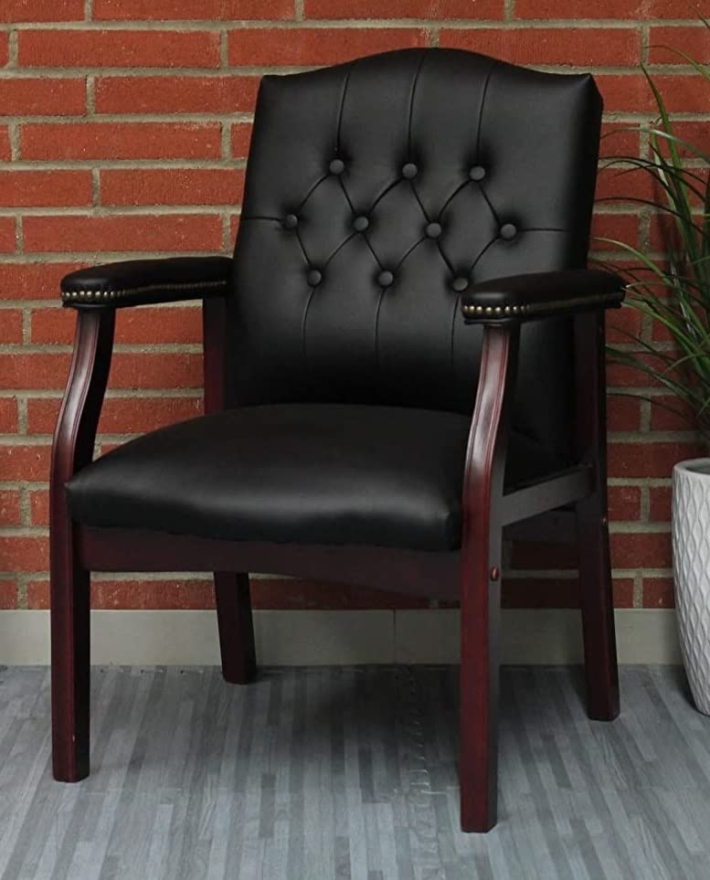 LSFH Unique Design True Innovations Ivy Button Tufted Accent Chair Armchair with Solid sagwan Wooden Frame Single Sofa Chair for Small Apartments, Living Room or Bedroom (1 Chair, Black)