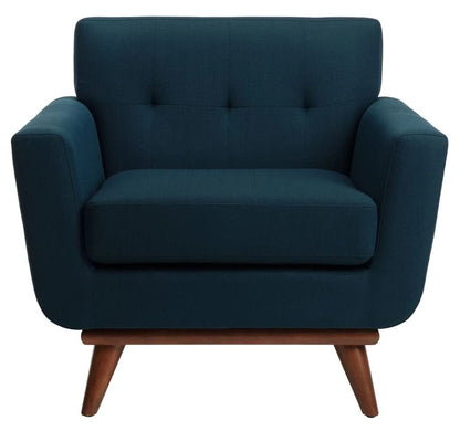 LSFH Unique Design True Innovations Opal Tufted Accent Chair Armchair with Solid Sagwan Wooden Legs Single Sofa Chair for Small Apartments, Living Room or Bedroom (Set of 2 Chairs, Blue)