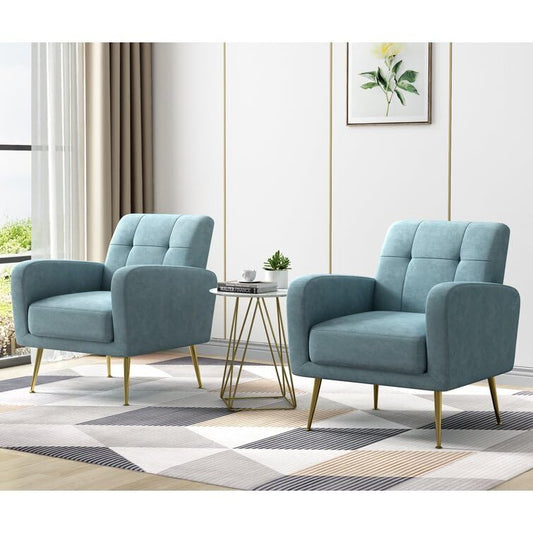 LSFH Unique Design True Innovations Florianaz Accent Chair, Armchair with Solid Sagwan Wooden Frame Single Sofa Chair for Small Apartments, Living Room or Bedroom (Set of 2 Chairs, Sky Blue)