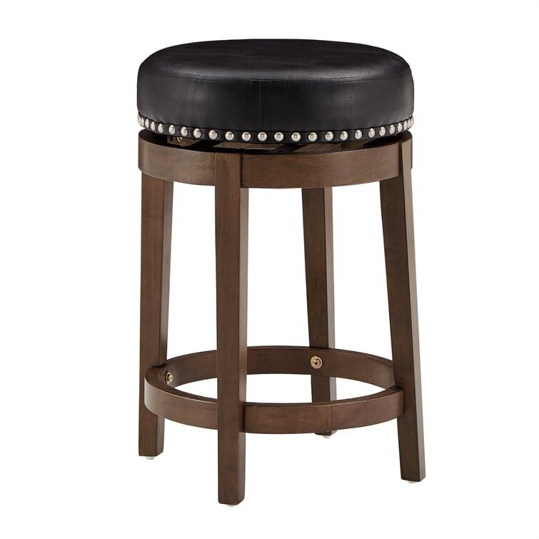 LSFH Unique Design True Innovations Arlettez Swivel Bar Stool with 100% Sagwan Wood Frame 360 Degree Ball & Cast Swivel Pub Height Bar Stool for Shop, Salon, Office and Home (Set Of 2 Barstool, Black)