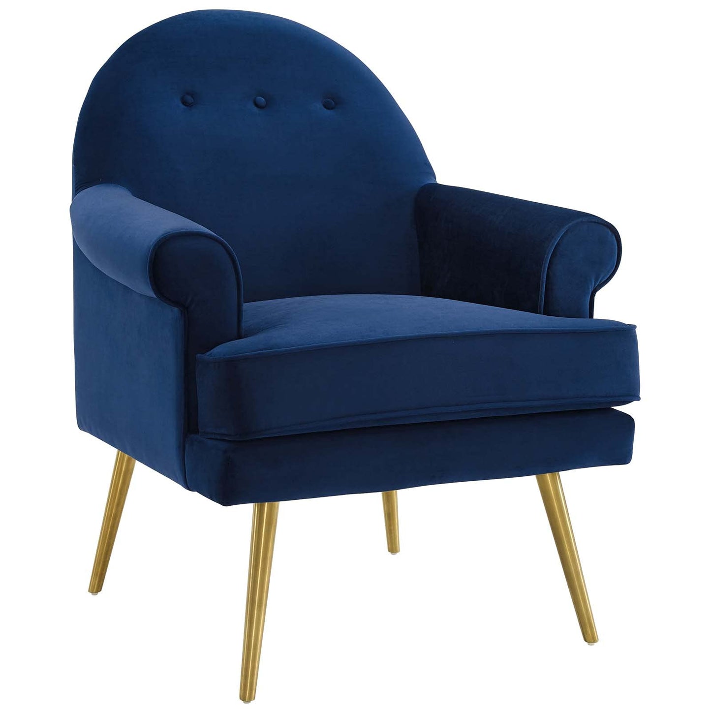 LSFH Unique Design True Innovations Revive Accent Chair Armchair with Gold Stainless Steel Legs Single Sofa Chair for Small Apartments, Living Room or Bedroom (Set of 2 Chairs, Navy)
