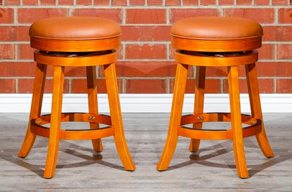 LSFH Unique Design True Innovations Wood Stack Stool Round Shape for Small Apartments, Living Room or Bedroom (Set of 2 Barstools, Brown)