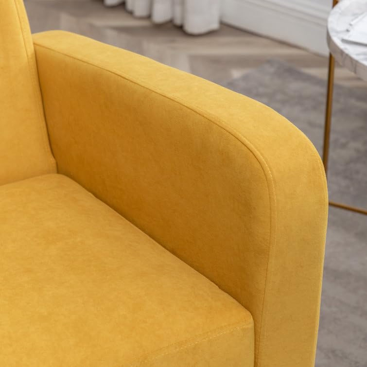 LSFH Unique Design True Innovations Florianaz Accent Chair, Armchair with Solid Sagwan Wooden Frame Single Sofa Chair for Small Apartments, Living Room or Bedroom (Set of 2 Chairs, Yellow)