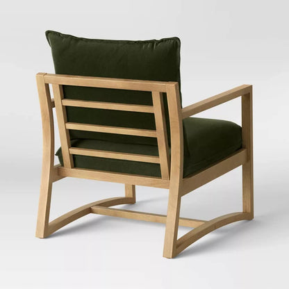 LSFH Unique Design Higginz Lounge Chair, Accent Chair Armchair with Solid Sagwan Wooden Frame Single Sofa Chair for Small Apartments, Living Room or Bedroom (1 Chair, Olive)