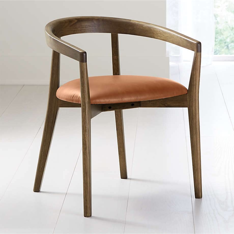 LSFH Unique Design Stone Round Back Dining Chair Accent Chair Armchair with Solid Sagwan Wooden Frame Single Sofa Chair for Small Apartments, Living Room or Bedroom (Set of 2 Chairs, Brown)
