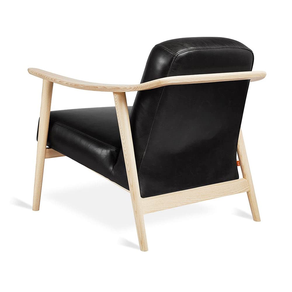 LSFH Unique Design Balticz Accent Chair Armchair with Solid Sagwan Wooden Frame Single Sofa Chair for Small Apartments, Living Room or Bedroom (Natural Finish, Black 1 Chair)