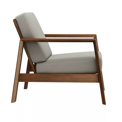 LSFH Unique Design Carlylz Lounge Chair, Accent Chair Armchair with Solid Sagwan Wooden Frame Single Sofa Chair for Small Apartments, Living Room or Bedroom (1 Chair, Grey)