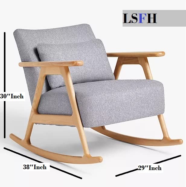 LSFH Luxury Design Traditional Hndricks Rocking Armchair Accent Chair with Solid Sagwan Wooden Legs Sofa Set for Small Apartments, Living Room or Bedroom (Set of 2 Chairs, Grey)