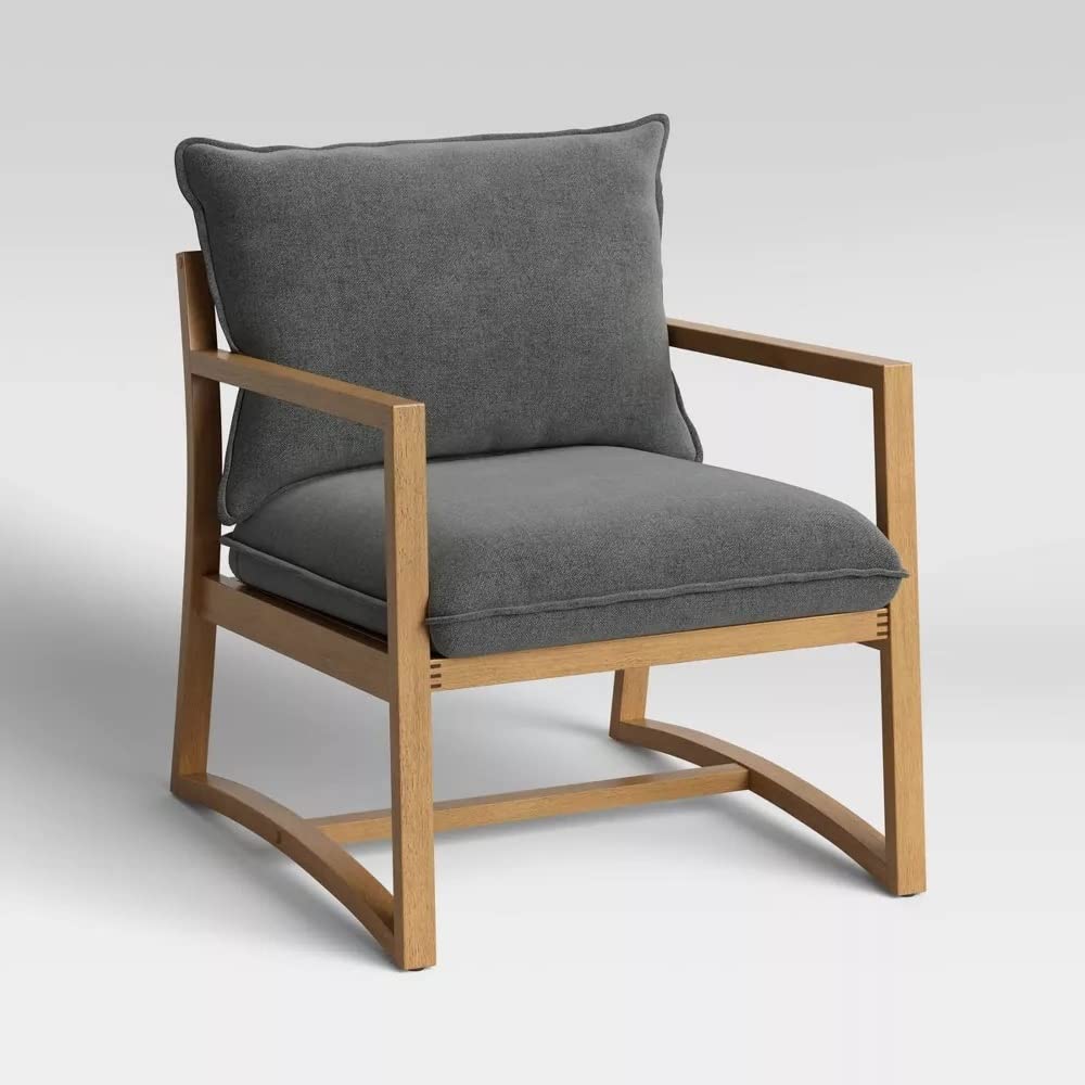 LSFH Unique Design Higginz Sling Lounge Chair, Accent Chair Armchair with Solid Sagwan Wooden Frame Single Sofa Chair for Small Apartments, Living Room or Bedroom (Set of 2 Chairs, Dark Gray)