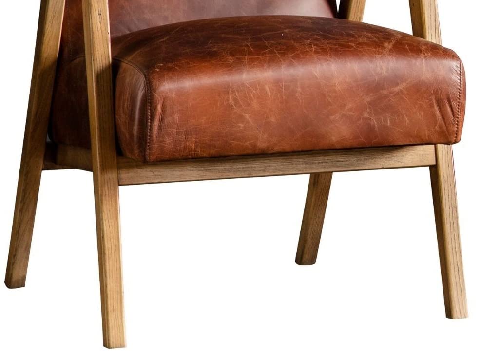 LSFH Unique Design True Innovations Odsey Accent Chair Armchair with Solid Sagwan Wooden Frame Single Sofa Chair for Small Apartments, Living Room or Bedroom (1 Chair, Brown)
