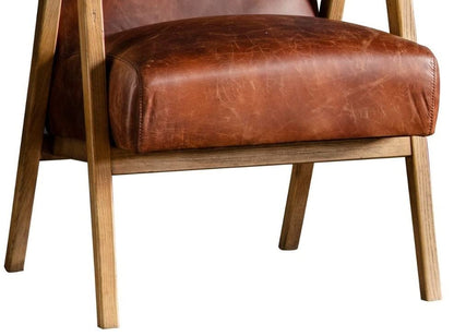 LSFH Unique Design True Innovations Odsey Accent Chair Armchair with Solid Sagwan Wooden Frame Single Sofa Chair for Small Apartments, Living Room or Bedroom (1 Chair, Brown)