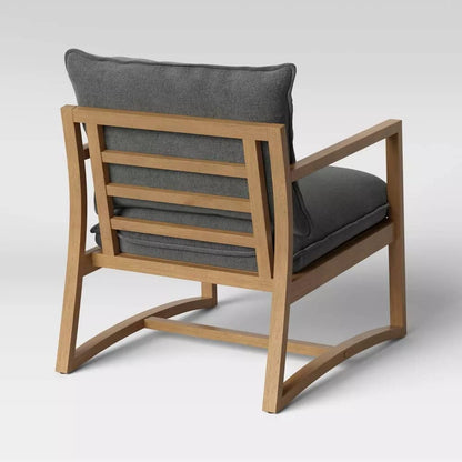 LSFH Unique Design Higginz Sling Lounge Chair, Accent Chair Armchair with Solid Sagwan Wooden Frame Single Sofa Chair for Small Apartments, Living Room or Bedroom (Set of 2 Chairs, Dark Gray)