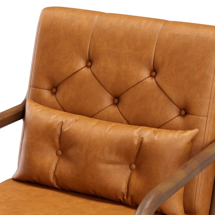 LSFH Unique Design True Innovations Alcie Accent Chair, Ottoman Armchair with Solid Sagwan Wooden Frame Single Sofa Chair for Small Apartments, Living Room or Bedroom (Set of 2 Chairs, Brown)