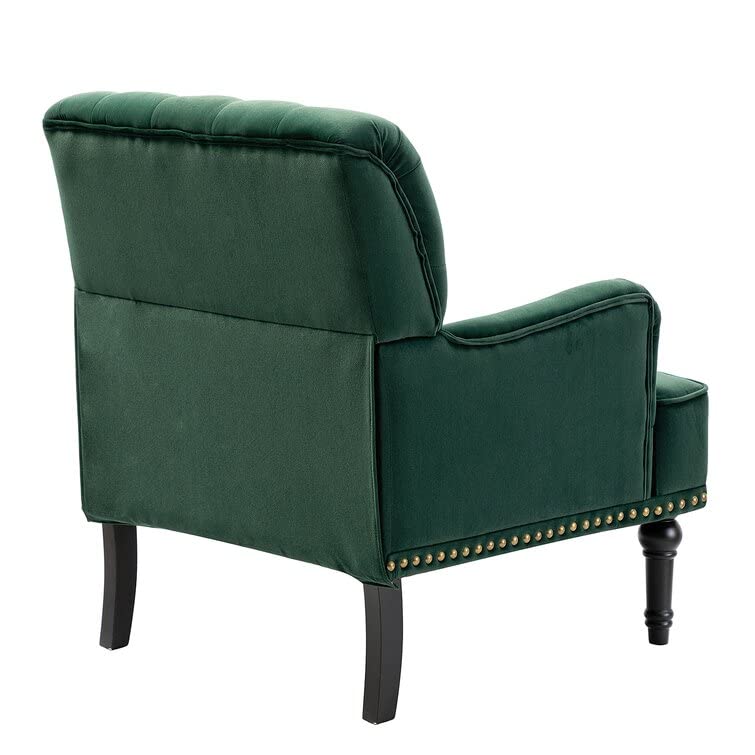 LSFH Unique Design True Innovations Jakuz Accent Chair, Armchair with Solid Sagwan Wooden Frame Single Sofa Chair for Small Apartments, Living Room or Bedroom (1 Chair, Green)