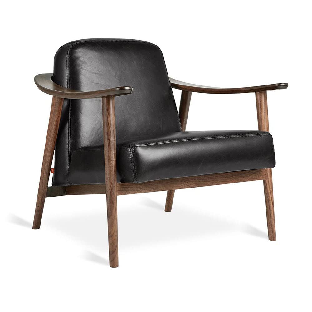 LSFH Unique Design Balticz Accent Chair Armchair with Solid Sagwan Wooden Frame Single Sofa Chair for Small Apartments, Living Room or Bedroom (Walnut Finish, Black Set of 2 Chairs)