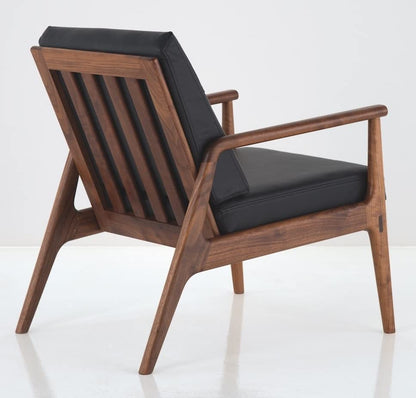 LSFH Unique Design True Innovations Fez Leatherette Accent Chair Armchair with Solid Sagwan Wooden Frame Single Sofa Chair for Small Apartments, Living Room or Bedroom (Set of 2 Chairs, Black)