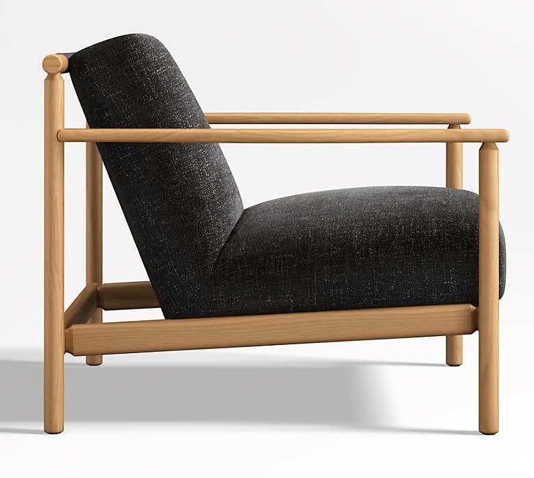 LSFH Unique Design True Innovations Ojai Fabric Accent Chair Armchair with Solid Sagwan Wooden Frame Single Sofa Chair for Small Apartments, Living Room or Bedroom (Set of 2 Chairs, Black)