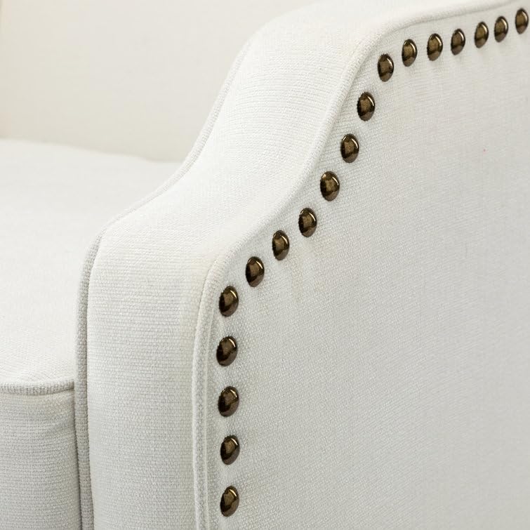 LSFH Unique Design True Innovations Aleithz Accent Chair, Armchair with Solid Sagwan Wooden Frame Single Sofa Chair for Small Apartments, Living Room or Bedroom (1 Chair, Off-White)