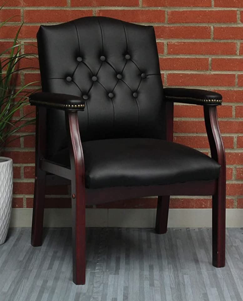 LSFH Unique Design True Innovations Ivy Button Tufted Accent Chair Armchair with Solid sagwan Wooden Frame Single Sofa Chair for Small Apartments, Living Room or Bedroom (Set of 2 Chair, Black)