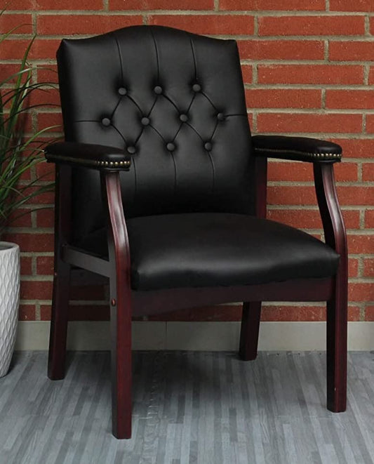 LSFH Unique Design True Innovations Ivy Button Tufted Accent Chair Armchair with Solid sagwan Wooden Frame Single Sofa Chair for Small Apartments, Living Room or Bedroom (1 Chair, Black)