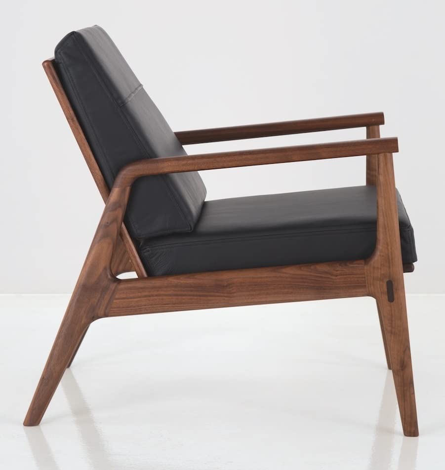 LSFH Unique Design True Innovations Fez Leatherette Accent Chair Armchair with Solid Sagwan Wooden Frame Single Sofa Chair for Small Apartments, Living Room or Bedroom (1 Chair, Black)