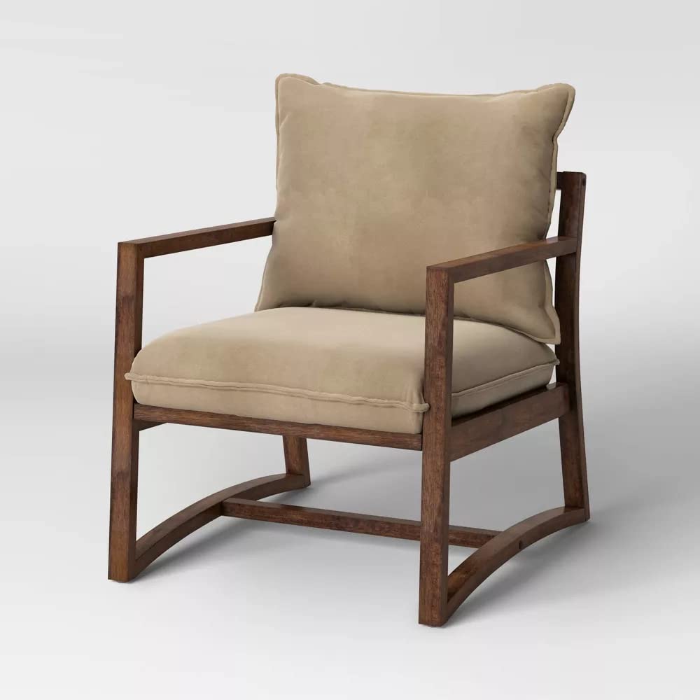 LSFH Unique Design Higginz Lounge Chair, Accent Chair Armchair with Solid Sagwan Wooden Frame Single Sofa Chair for Small Apartments, Living Room or Bedroom (Set of 2 Chairs, Beige)