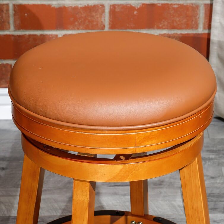 LSFH Unique Design True Innovations Wood Stack Stool Round Shape for Small Apartments, Living Room or Bedroom (1 Barstool, Brown)