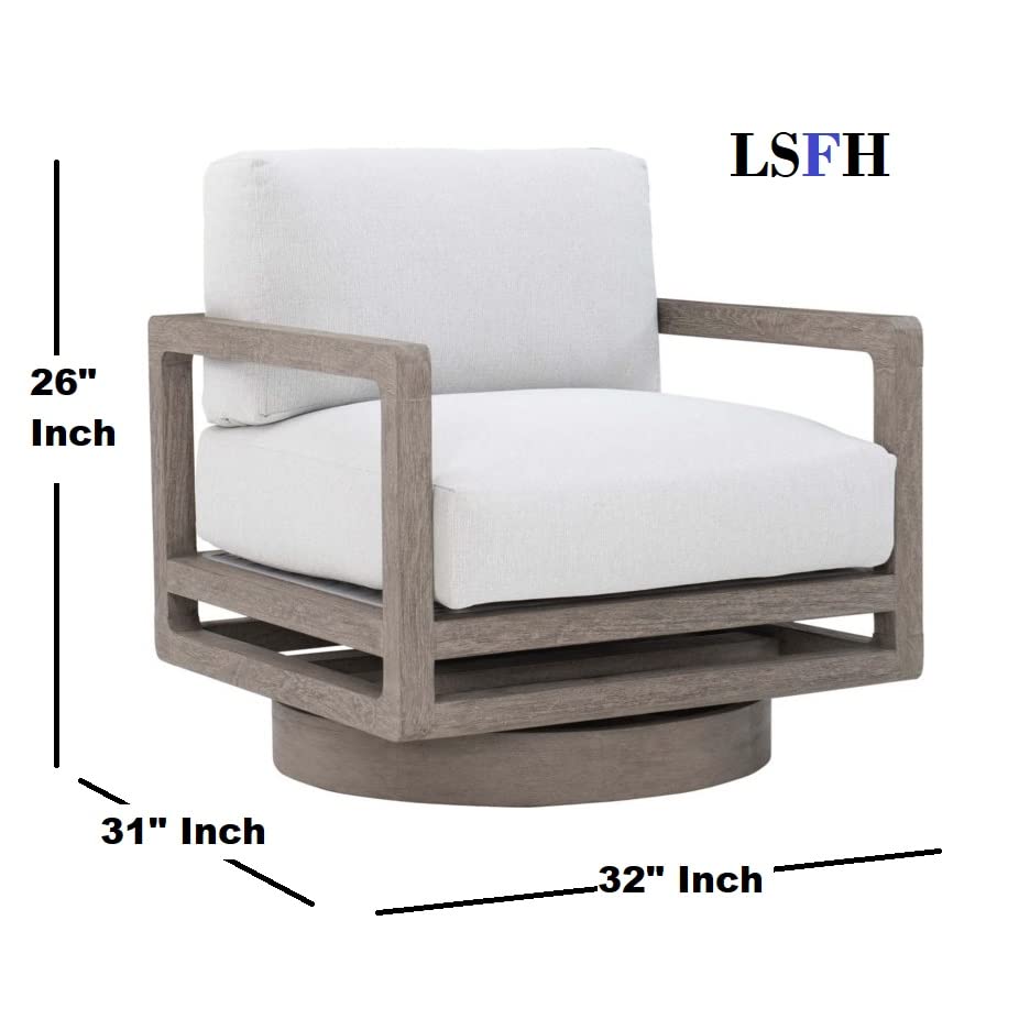 LSFH Unique Design True Innovations Swivel 360 Degree Accent Chair Armchair Single Sofa Chair for Small Apartments, Living Room or Bedroom (Set of 2 Chairs, Off-White)