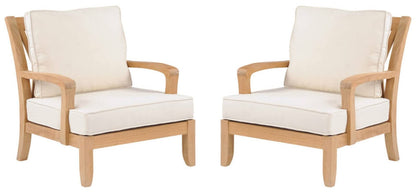 LSFH Unique Design Somerst Lounge Chair, Accent Chair Armchair with Solid Sagwan Wooden Frame Single Sofa Chair for Small Apartments, Living Room or Bedroom (Set of 2 Chairs, Beige)