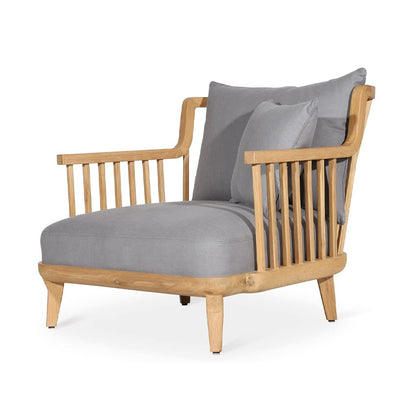 LSFH Unique Design Legaz Organic Shape Fabric Accent Chair Armchair with Solid Sagwan Wooden Frame Single Sofa Chair for Small Apartments, Living Room or Bedroom (1 Chair, Grey)