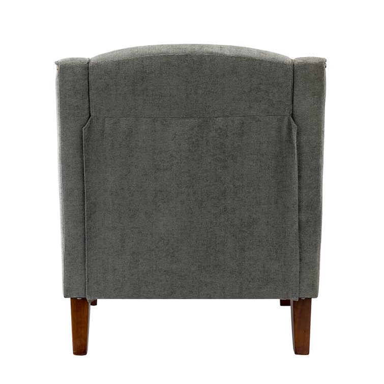 LSFH Unique Design True Innovations Aleithz Accent Chair, Armchair with Solid Sagwan Wooden Frame Single Sofa Chair for Small Apartments, Living Room or Bedroom (1 Chair, Grey)