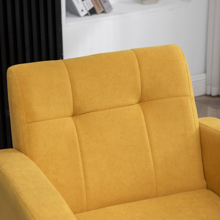 LSFH Unique Design True Innovations Florianaz Accent Chair, Armchair with Solid Sagwan Wooden Frame Single Sofa Chair for Small Apartments, Living Room or Bedroom (Set of 2 Chairs, Yellow)