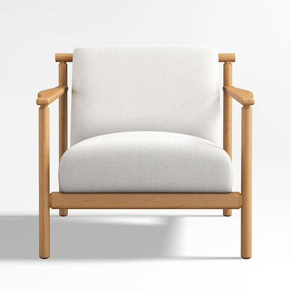 LSFH Unique Design True Innovations Ojai Fabric Accent Chair Armchair with Solid Sagwan Wooden Frame Single Sofa Chair for Small Apartments, Living Room or Bedroom (Set of 2 Chairs, Off White)