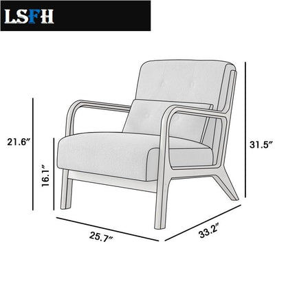 LSFH Unique Design True Innovations Alcie Accent Chair, Ottoman Armchair with Solid Sagwan Wooden Frame Single Sofa Chair for Small Apartments, Living Room or Bedroom (Set of 2 Chairs, Beige)