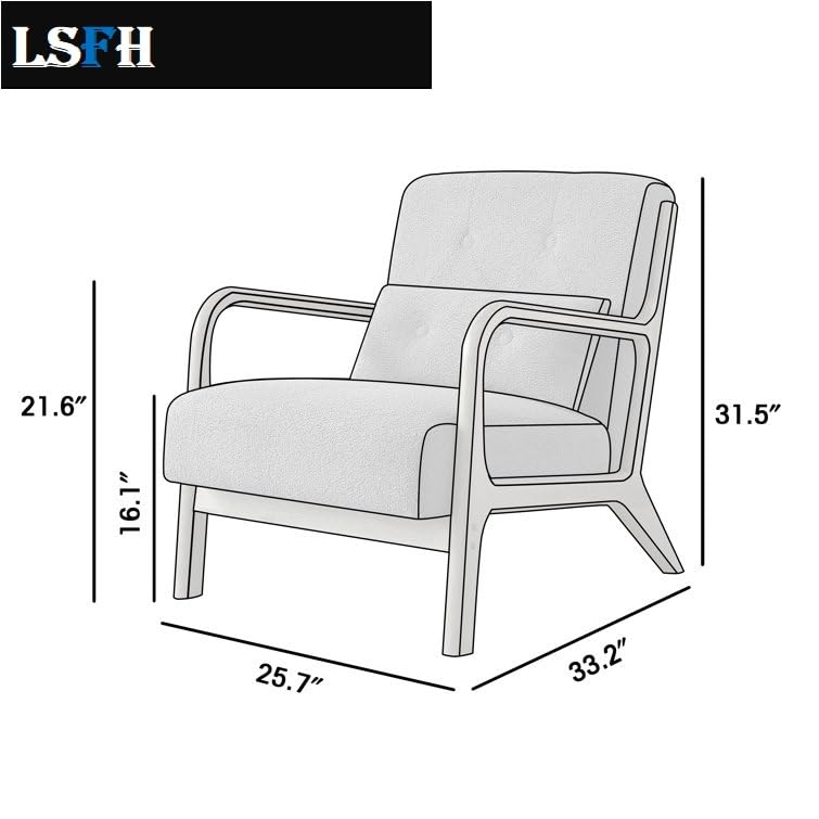 LSFH Unique Design True Innovations Alcie Accent Chair, Ottoman Armchair with Solid Sagwan Wooden Frame Single Sofa Chair for Small Apartments, Living Room or Bedroom (Set of 2 Chairs, Kai Green)